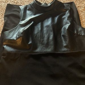 Express faux leather, mixed material dress